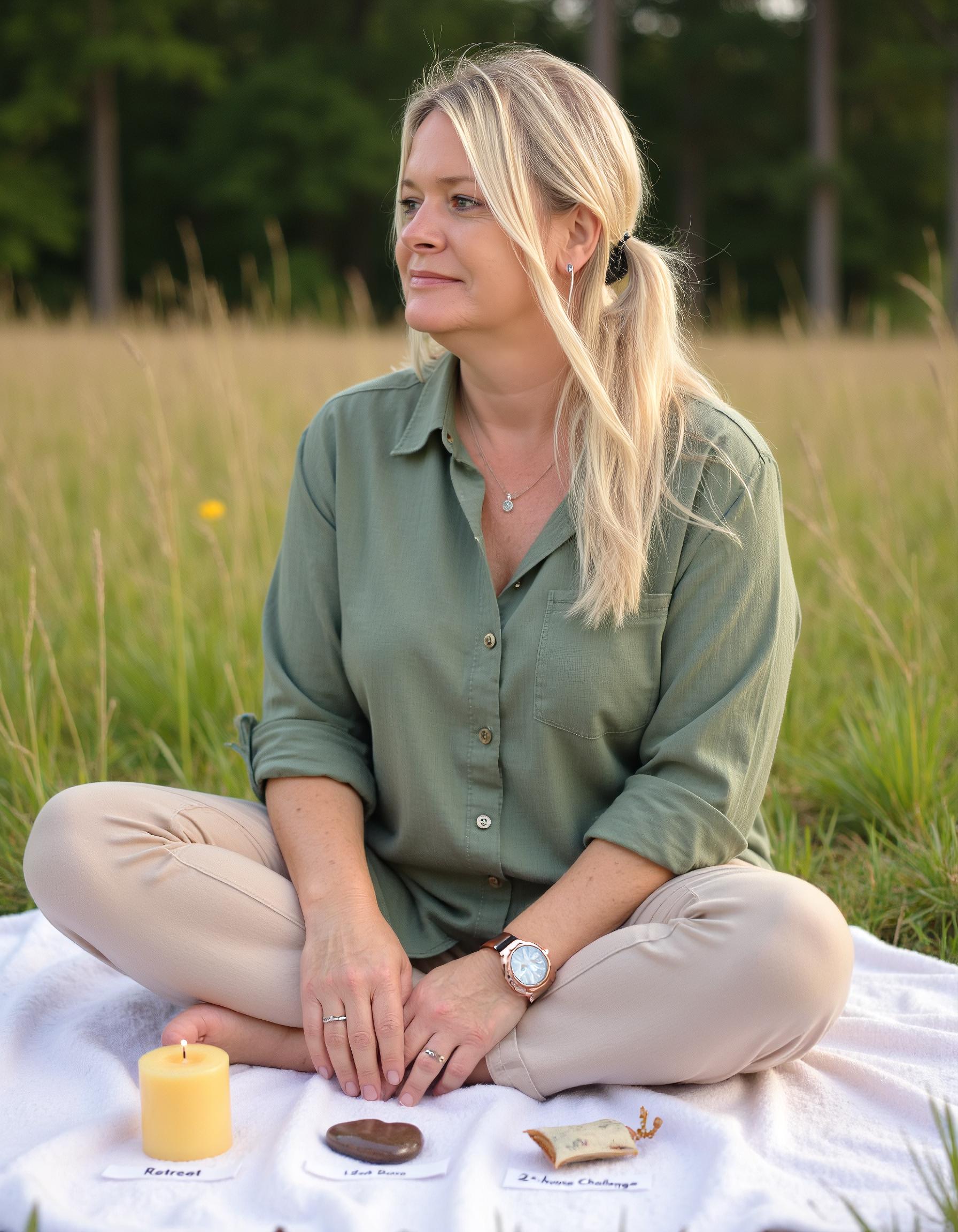 Christine draußen, ruhig und entspannt